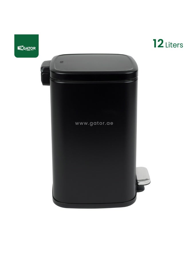EKO Stella Step Bin | Stainless Steel Pedal Trash Bin with Soft Close Lid | Fingerprint Resistant Indoor Waste Bin | 12L | Black - Image 5